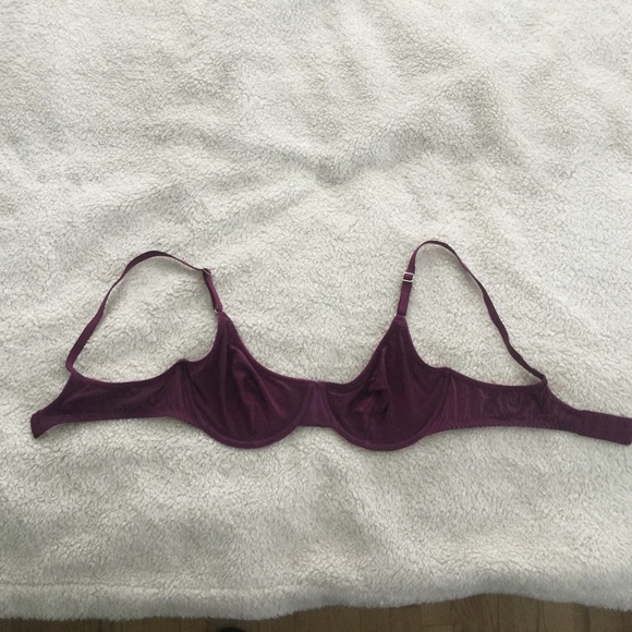 Vintage 90s Y2K Victoria's Secret Iridescent Maroon/Dark Magenta Demi Bra Sz 36B - Picture 3 of 12